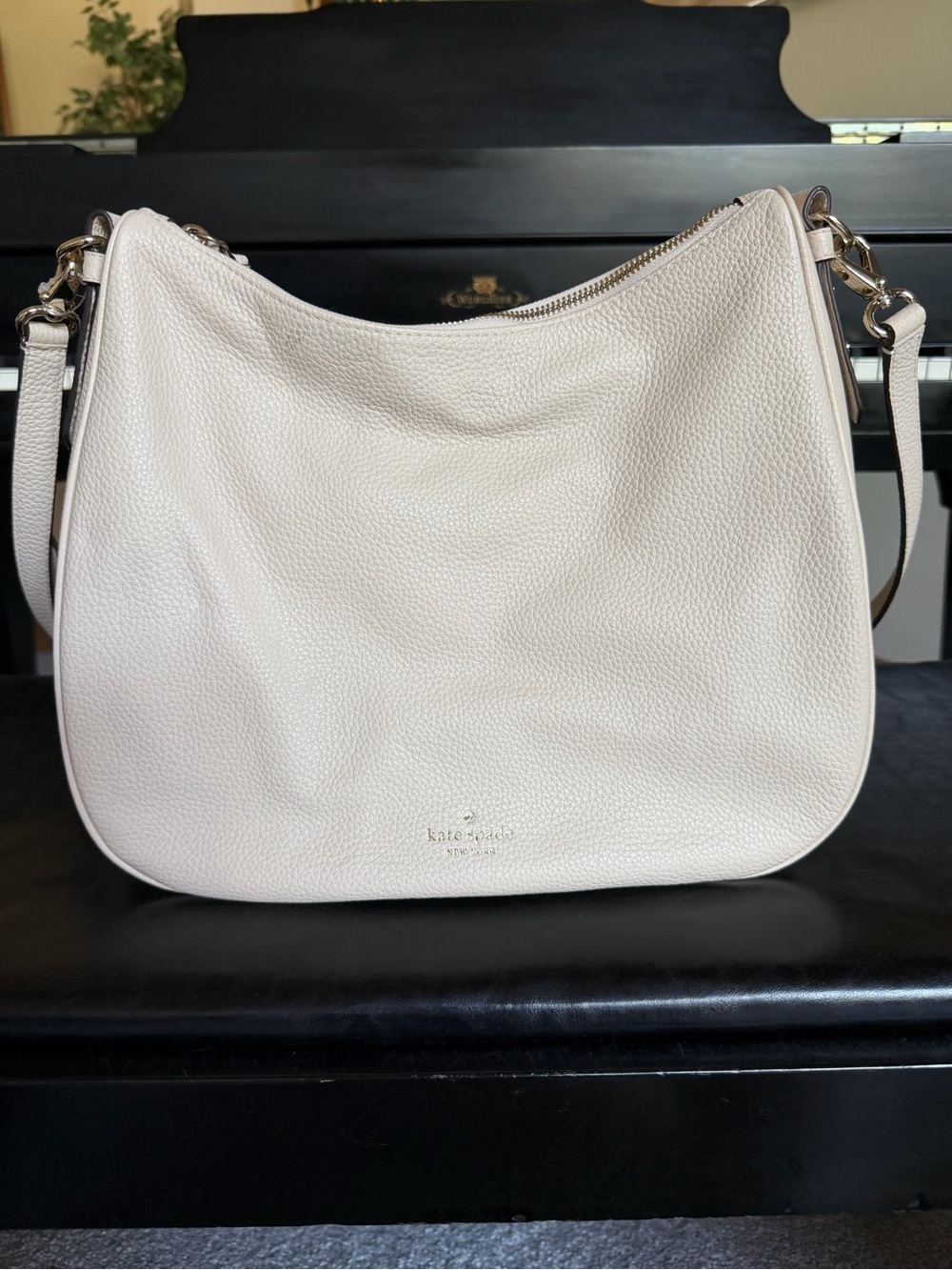 kate spade Two-Tone Pebbled Leather Crossbody in Cream and Black